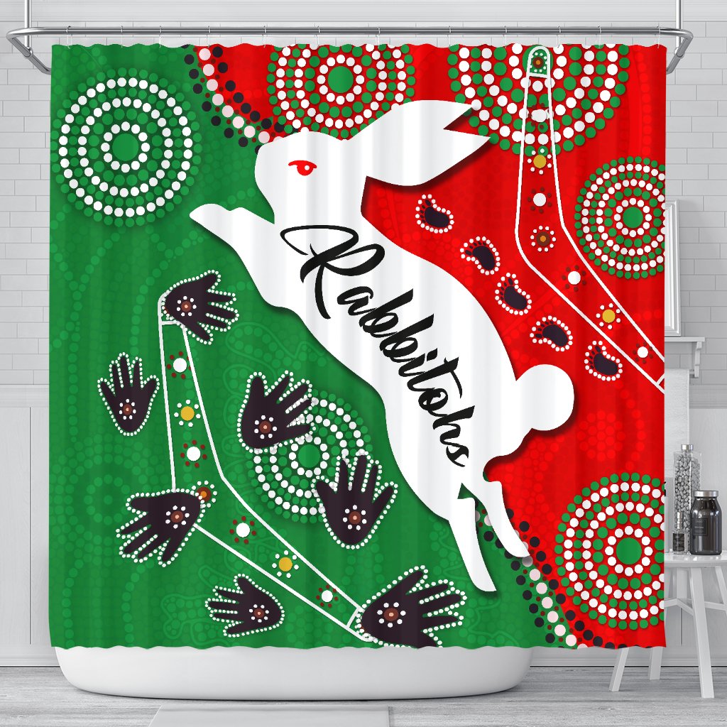 rabbitohs-forever-shower-curtain-indigenous
