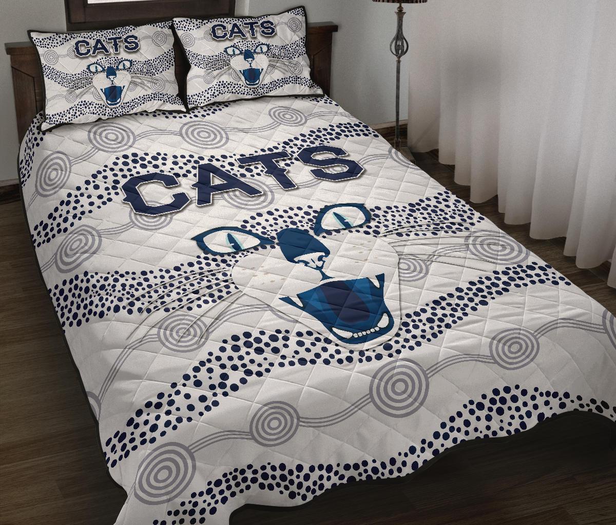 geelong-quilt-bed-set-cats-indigenous-white