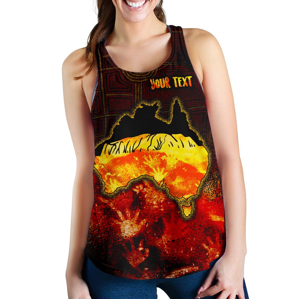 Aboriginal Personalised Women's Racerback Tank - Anangu Custodians - Vibe Hoodie