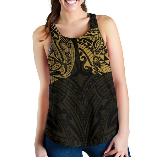 New Zealand Women'S Racerback Tank, Maori Polynesian Tattoo Gold - Vibe Hoodie