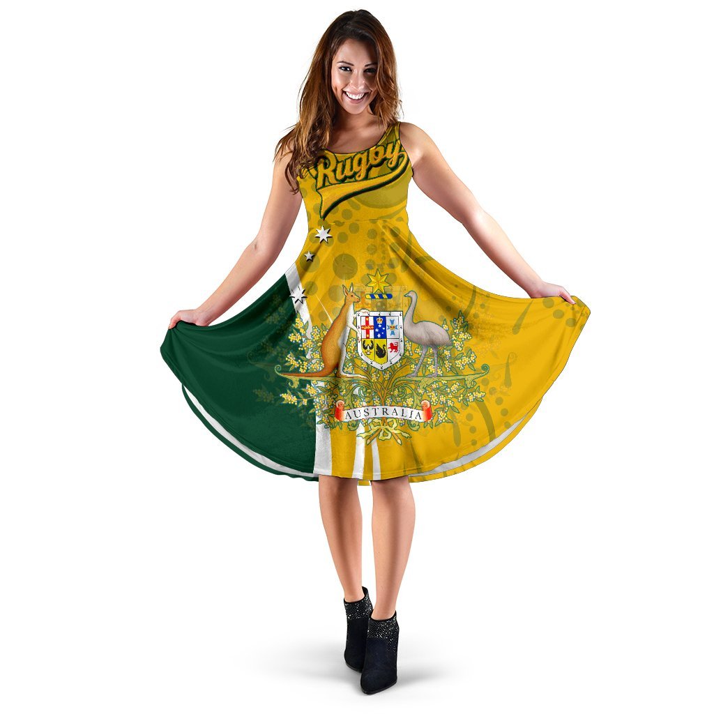 Personalised Midi Dress - Australia Coat Of Arm In Rugby Style - Vibe Hoodie