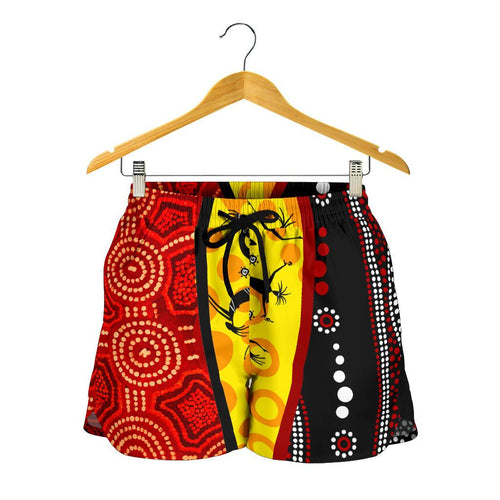 Aboriginal Women's Shorts - Dreamtime Koori Dance & Dot Acrylic Paint - Vibe Hoodie