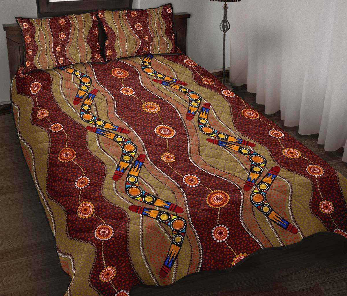aboriginal-quilt-cover-set-boomerang-patterns-dot-painting