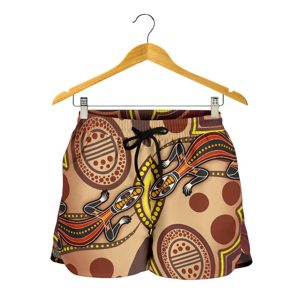 Aboriginal Women's Shorts, Indigenous Lizard Dot Painting Art - Vibe Hoodie