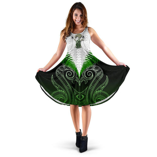 New Zealand Green Rugby Maori Manaia Women Midi Dress - Vibe Hoodie