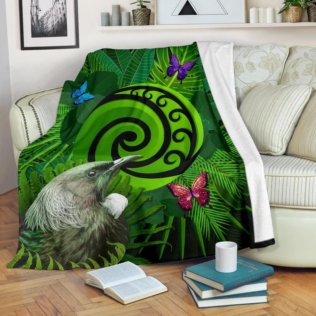 new-zealand-premium-blanket-koru-fern-mix-tui-bird-tropical-floral