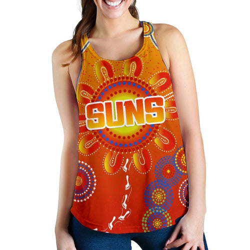 Naidoc Suns Women Racerback Tank Gold Coast Indigenous Style - Vibe Hoodie