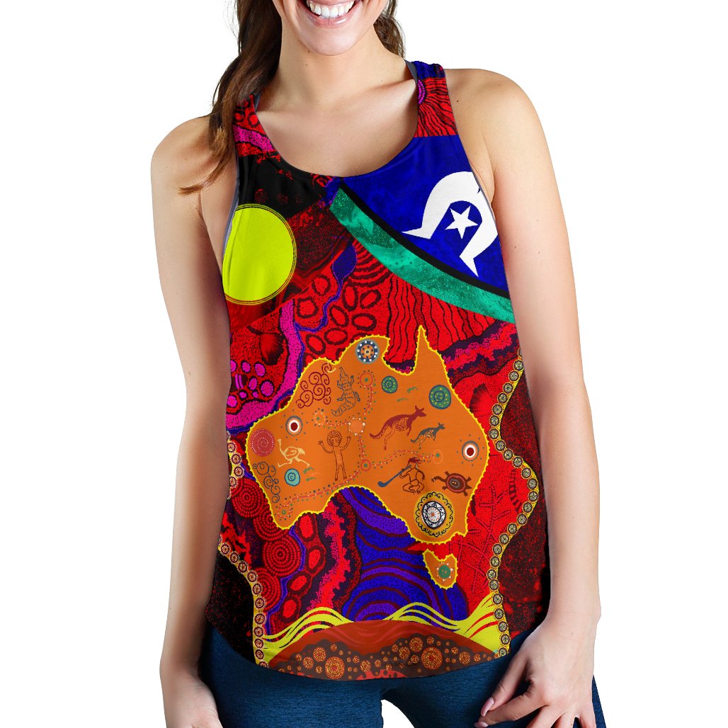 Aboriginal Racerback Tank - Australia Naidoc Week Map Pattern - Vibe Hoodie
