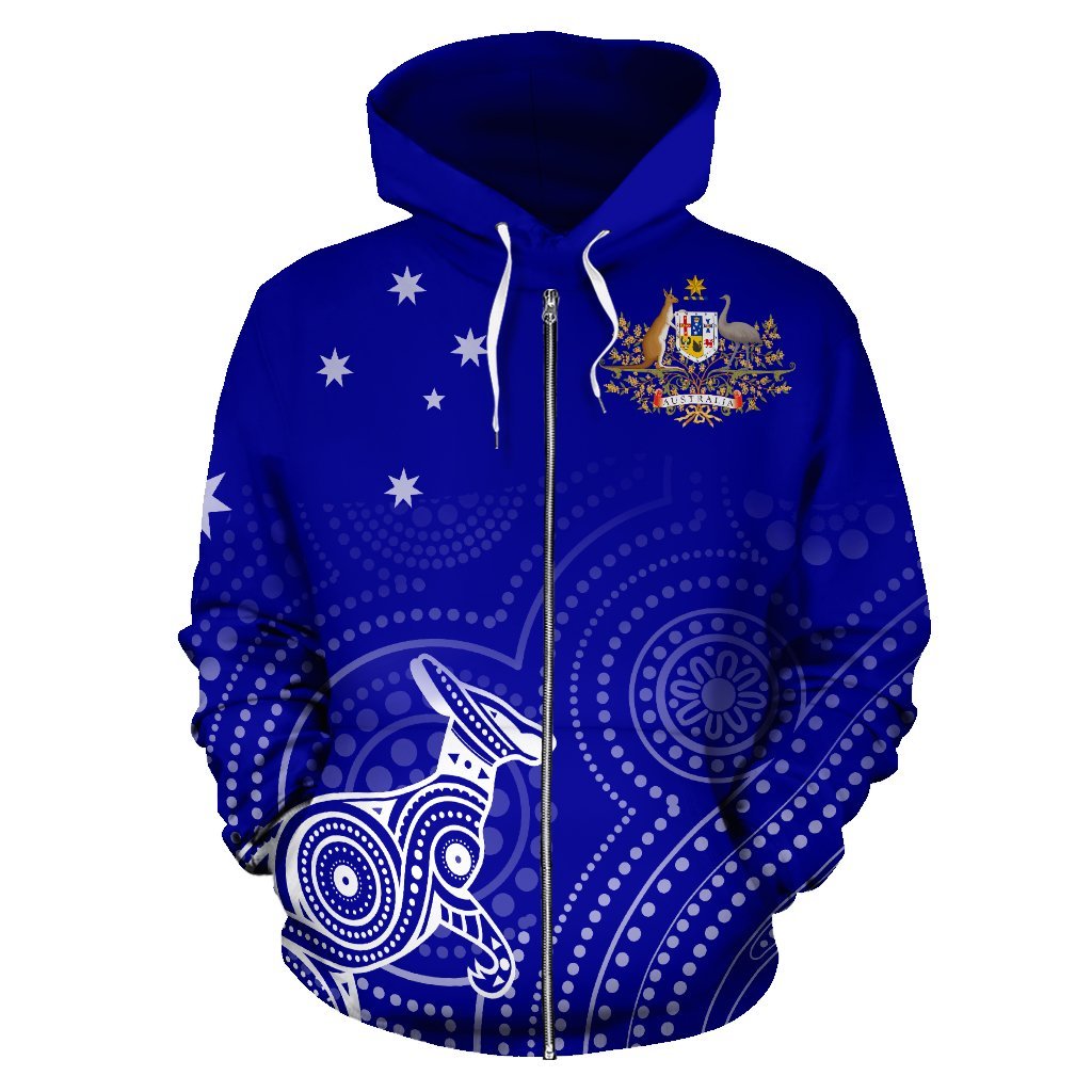 aboriginal-zip-up-hoodie-kangaroo-dot-painting-australian-coat-of-arms