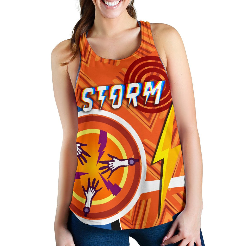 Storm Women Racerback Tank Simple Indigenous - Orange - Vibe Hoodie