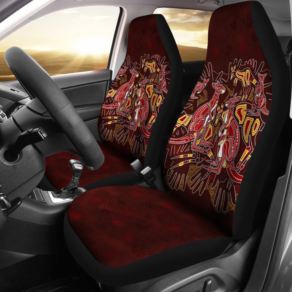 aboriginal-car-seat-covers-kangaroo-family-with-hand-art
