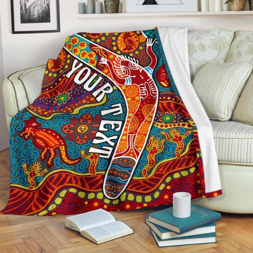 aboriginal-personalised-premium-blanket-indigenous-boomerang
