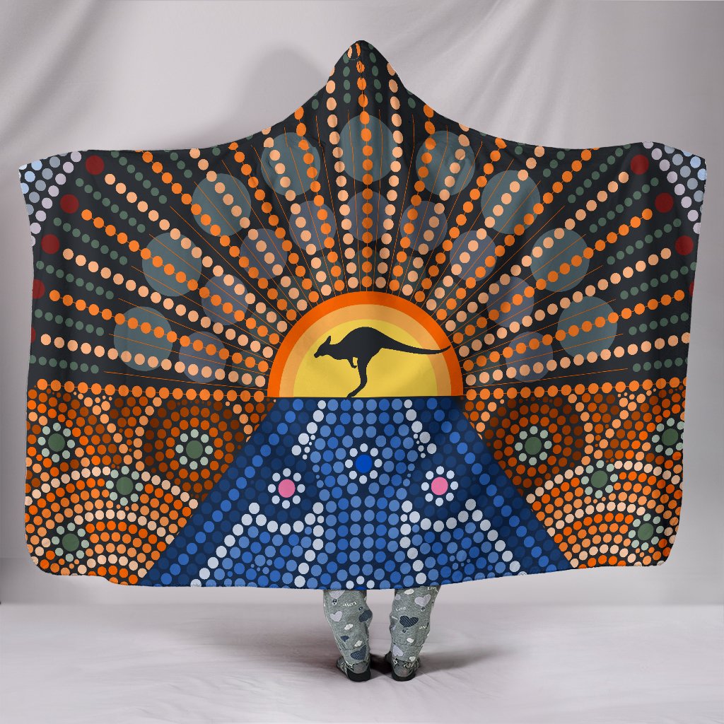 aboriginal-hooded-blanket-kangaroo-sunset-dot-painting-1