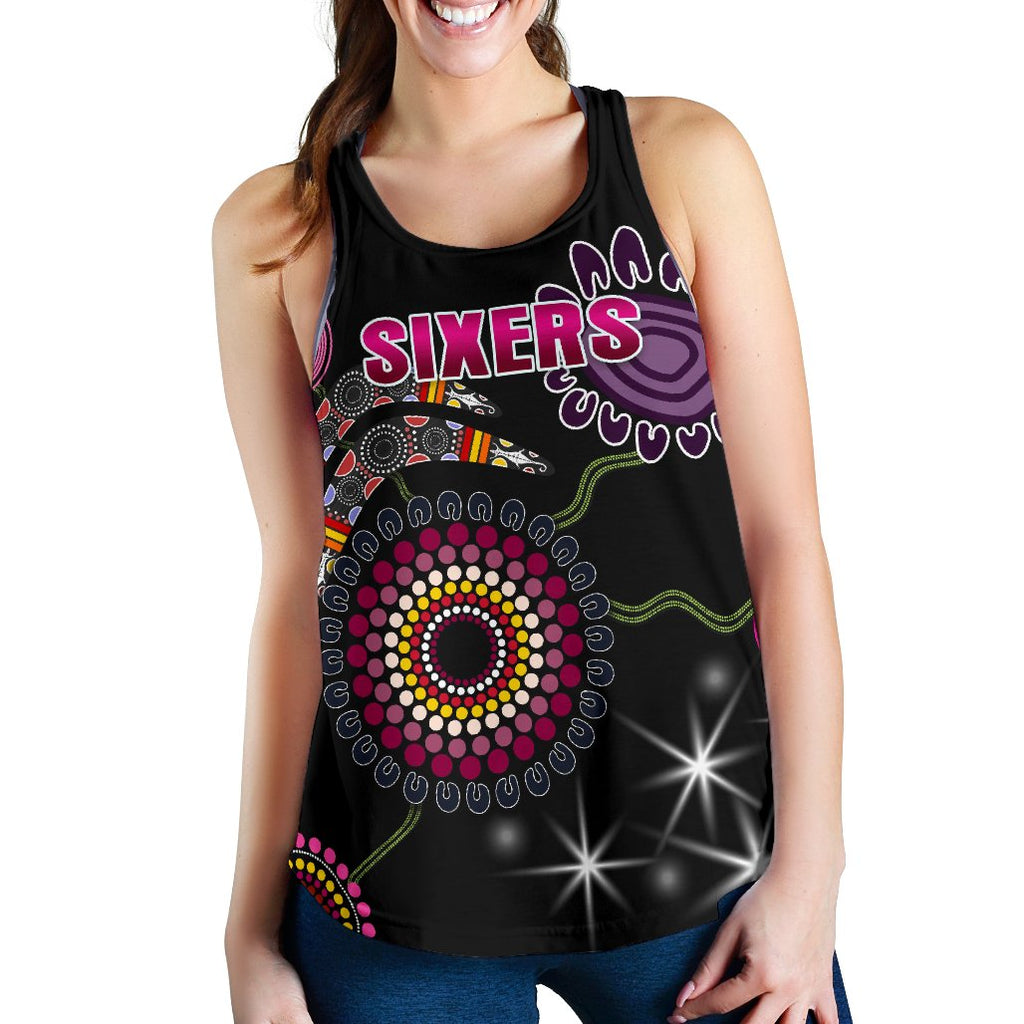 Sydney Women's Racerback Tank Sixers Indigenous - Black - Vibe Hoodie