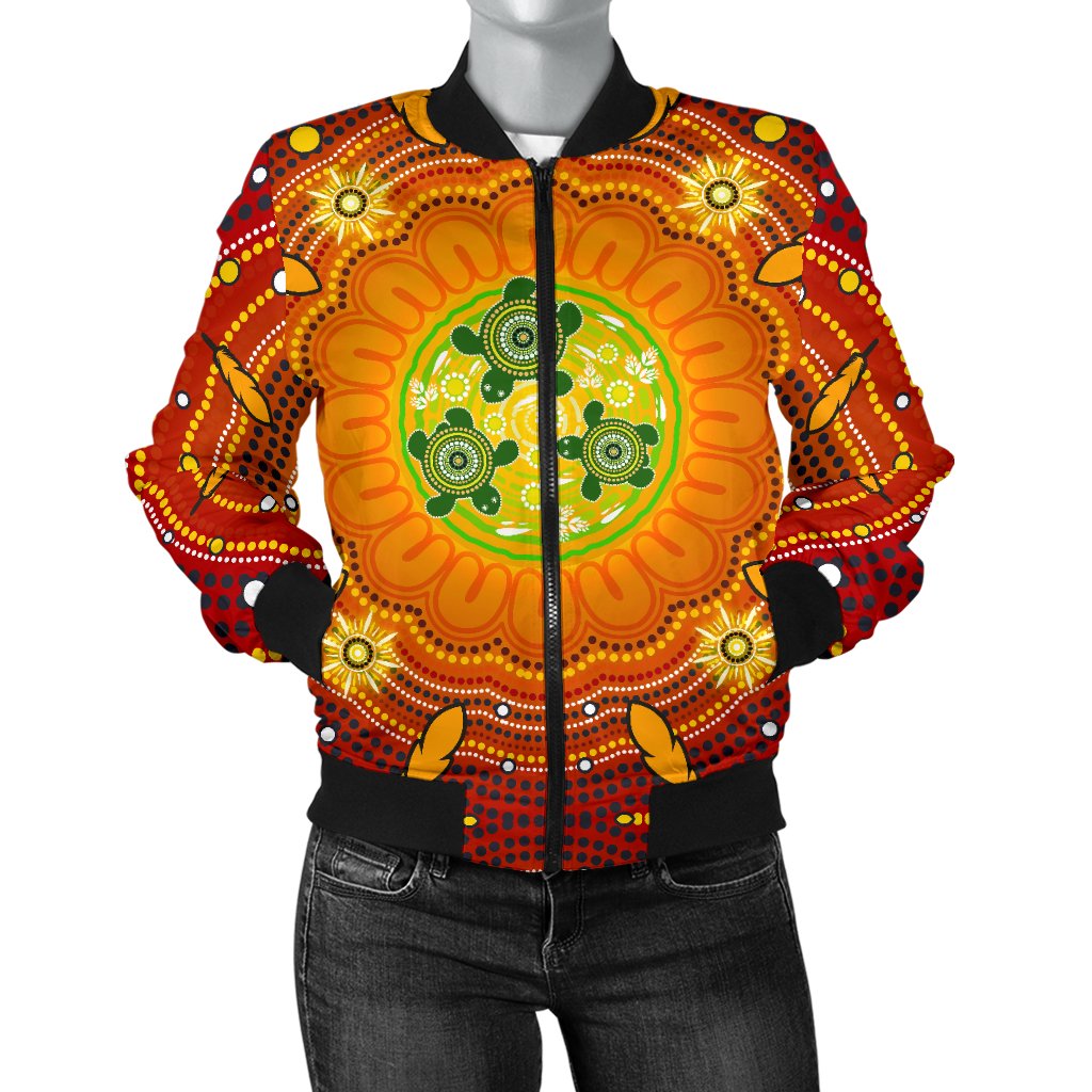 aboriginal-womens-bomber-jacket-turtle-circle-dot-painting-art