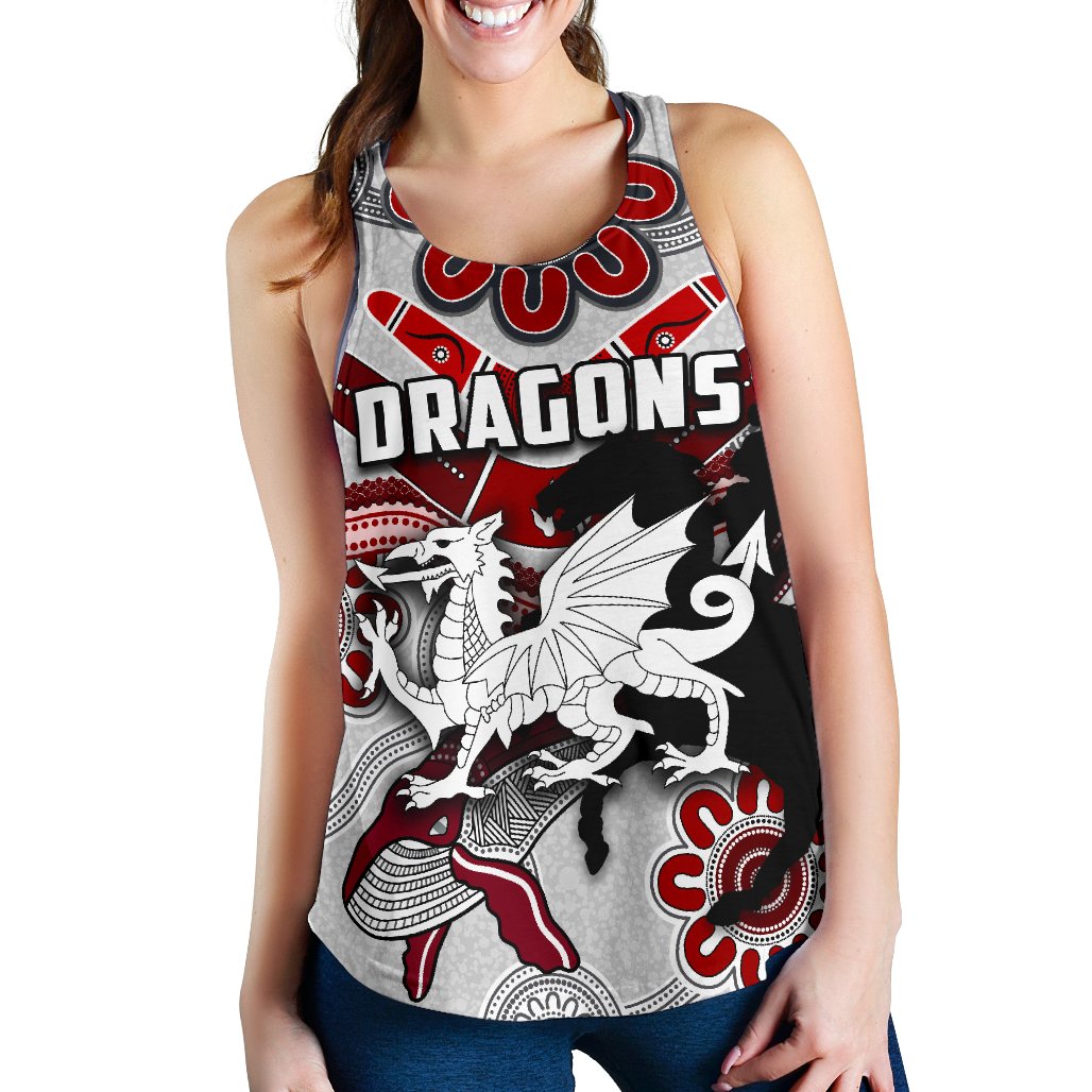 Dragons Women Racerback Tank St. George Indigenous White - Vibe Hoodie