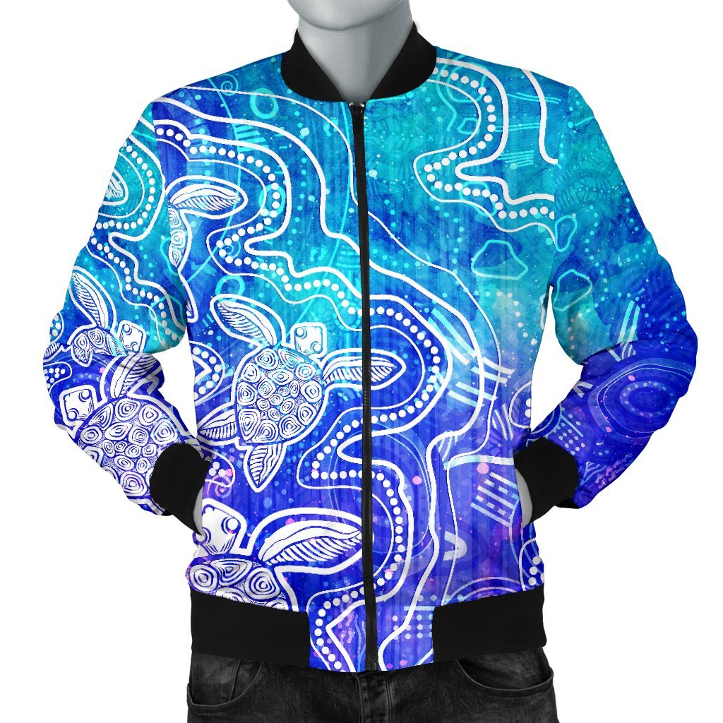 aboriginal-mens-bomber-jacket-sea-turtle-with-indigenous-patterns-blue