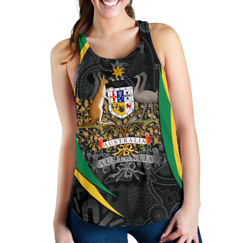 Racerback Tank - Australia Coat of Arms Tank Top Aussie Spirit (Green) - Women - Vibe Hoodie