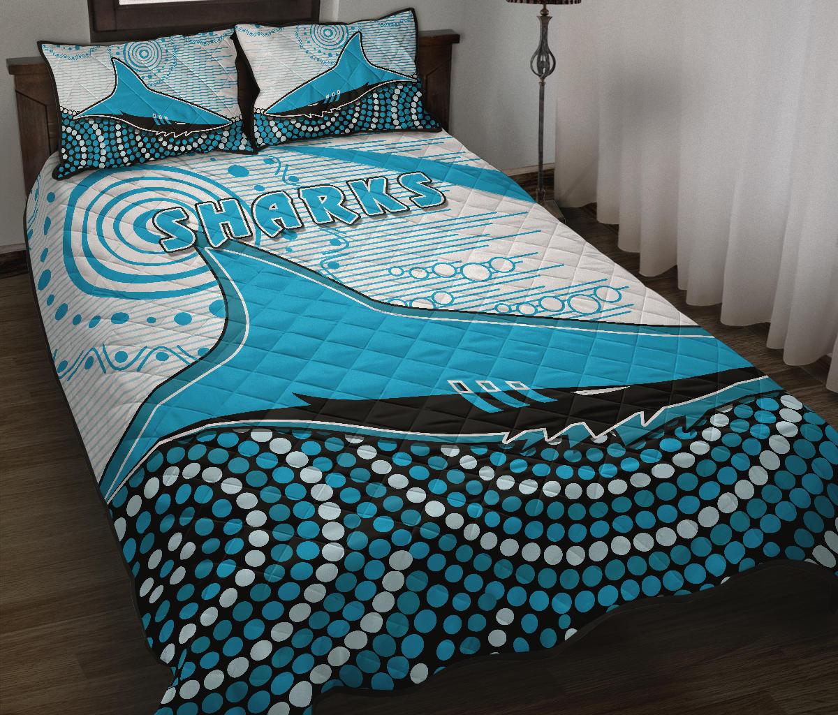 sharks-quilt-bed-set-cronulla-indigenous-unique