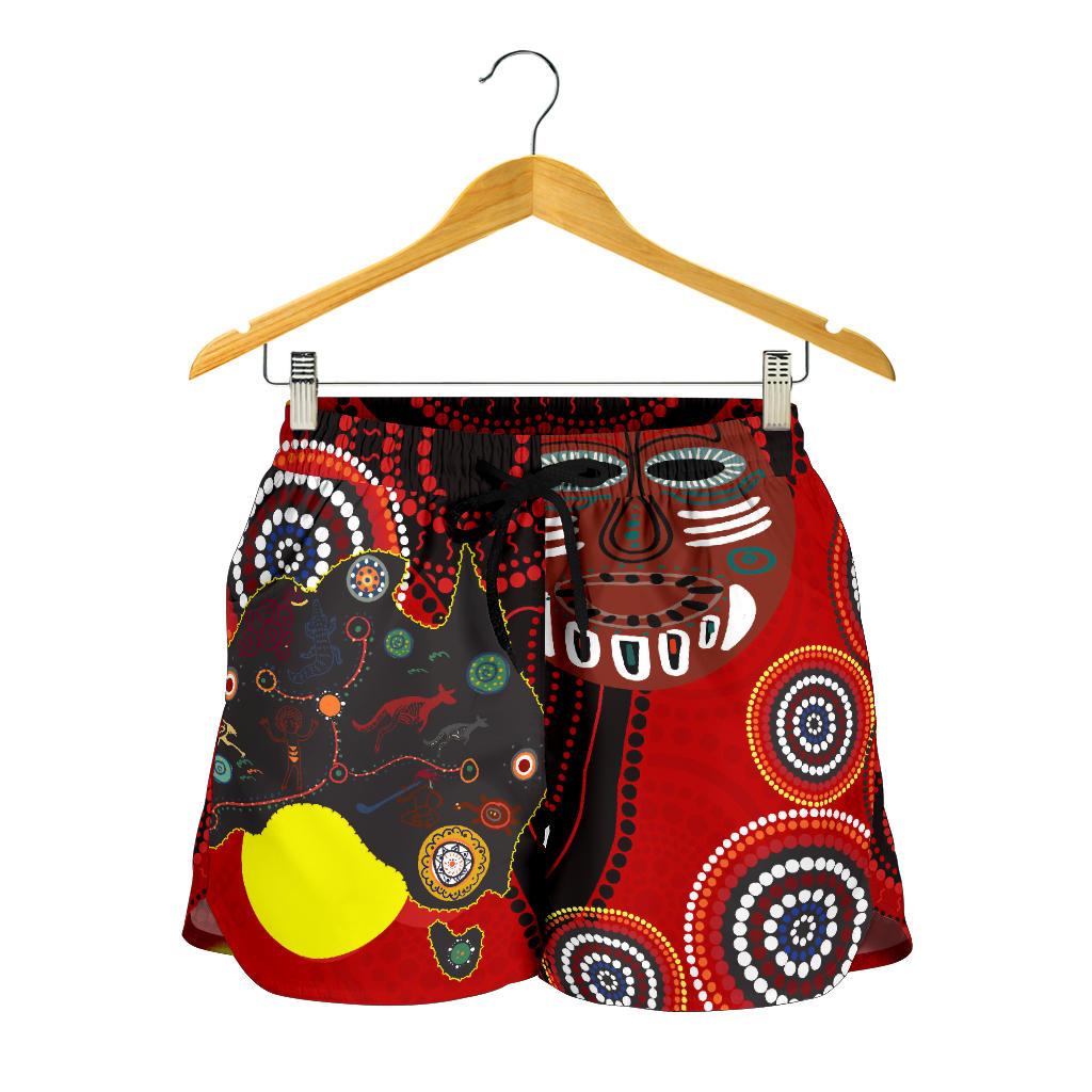 Aboriginal Shorts, Indigenous Dot Painting Map - Vibe Hoodie