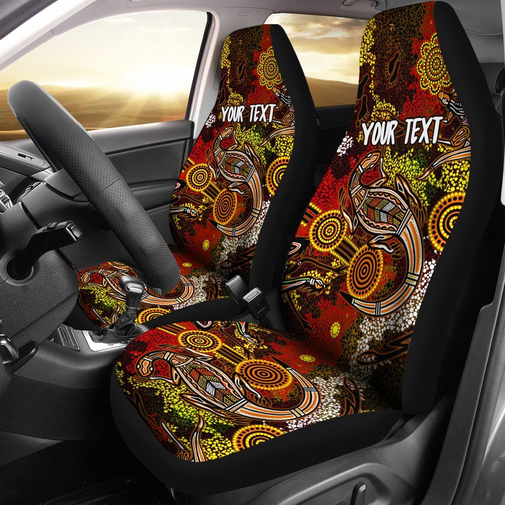 custom-aboriginal-car-seat-covers-kangaroo-and-lizard-dot-painting-art