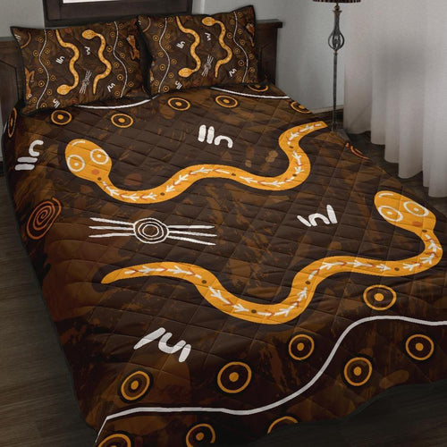 aboriginal-quilt-bed-set-indigenous-snake-hand-brown-color