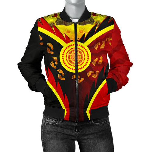 aboriginal-womens-bomber-jacket-indigenous-flag-with-footprint-hand-art