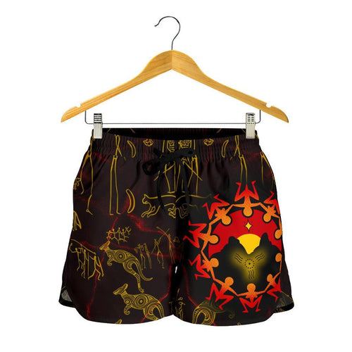 Aboriginal Women's Shorts - Australia Map and Indigenous Flag - Vibe Hoodie