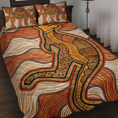 aboriginal-quilt-bed-set-indigenous-kangaroo-vintage-stye