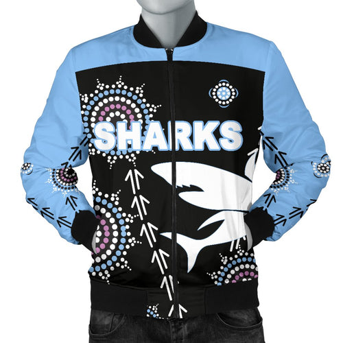 cronulla-mens-bomber-jacket-sharks-simple-indigenous-black