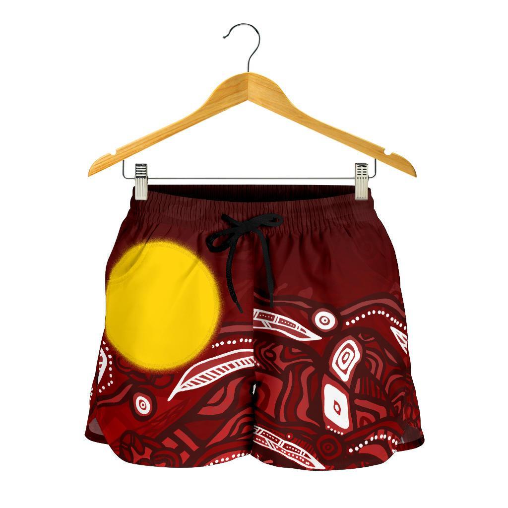 Aboriginal Women's Shorts - Red Landscape - Vibe Hoodie