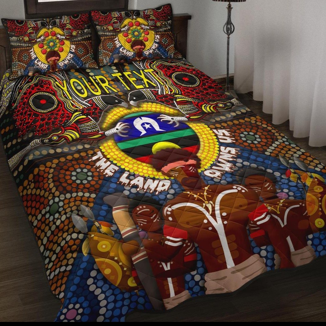 custom-text-the-land-owns-us-quilt-bed-set