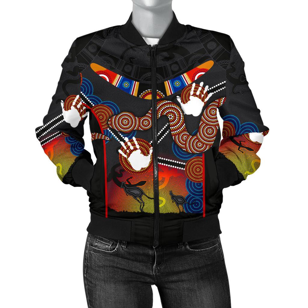 aboriginal-womens-bomber-jacket-australian-boomerang-and-snake-indigenous-art