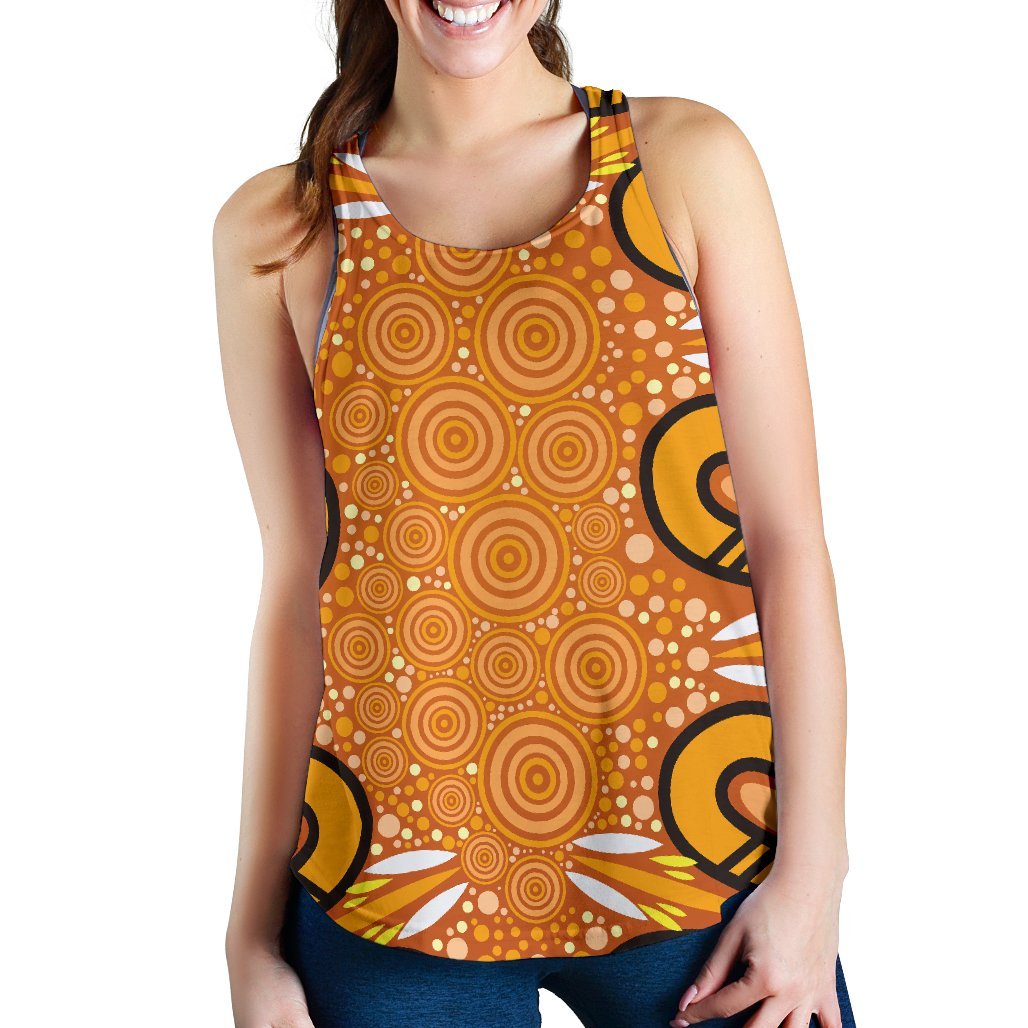 Aboriginal Women's Racerback Tank - Indigenous Art Patterns Ver03 - Vibe Hoodie