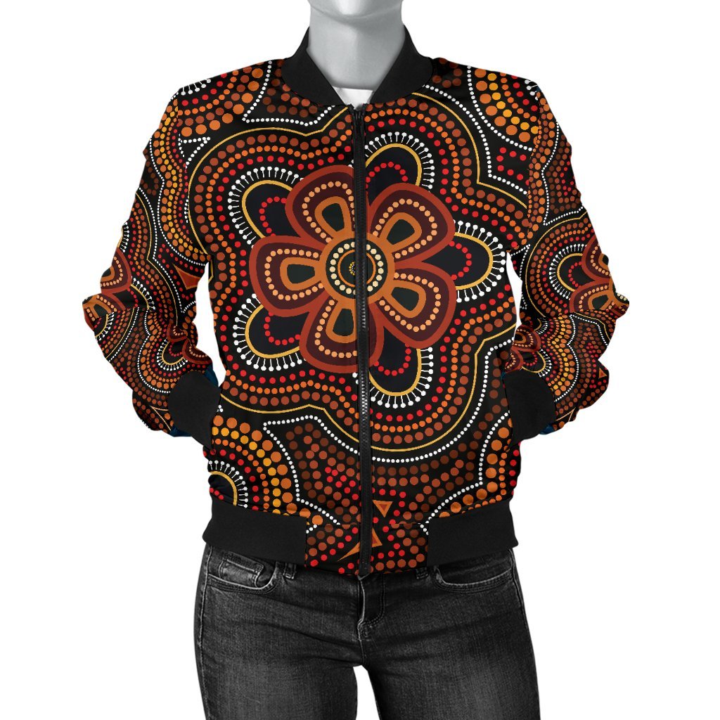 aboriginal-womens-bomber-jacket-aboriginal-dot-painting-flowers-style-ver02