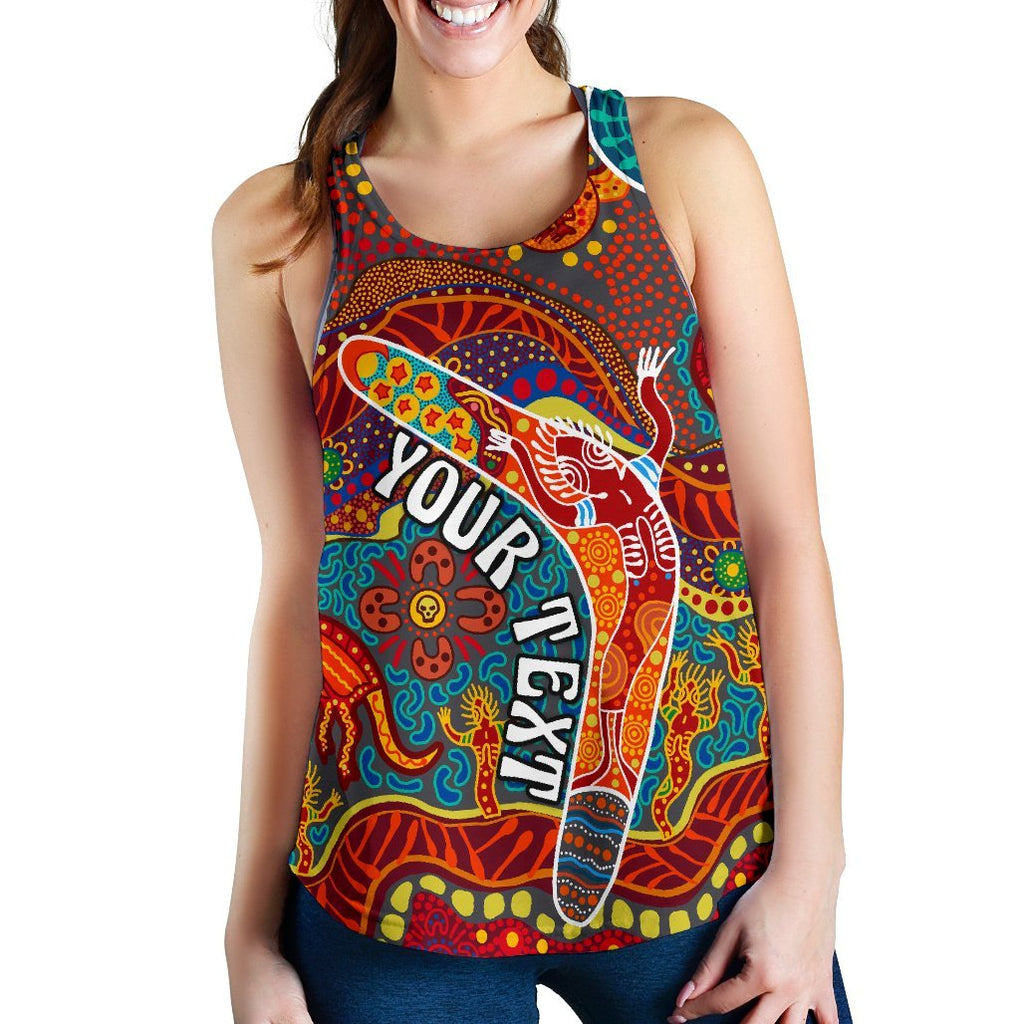 Aboriginal Personalised Women's Racerback Tank - Indigenous Boomerang - Vibe Hoodie