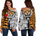 (Custom Personalised) Tigers Women's Off Shoulder Sweater Wests Anzac Day Tiger Skin Style - Vibe Hoodie