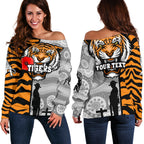 (Custom Personalised) Tigers Women's Off Shoulder Sweater Wests Anzac Day Tiger Skin Style - Vibe Hoodie