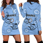 Cronulla Women's Hoodie Dress Sharks Unique Indigenous - Vibe Hoodie