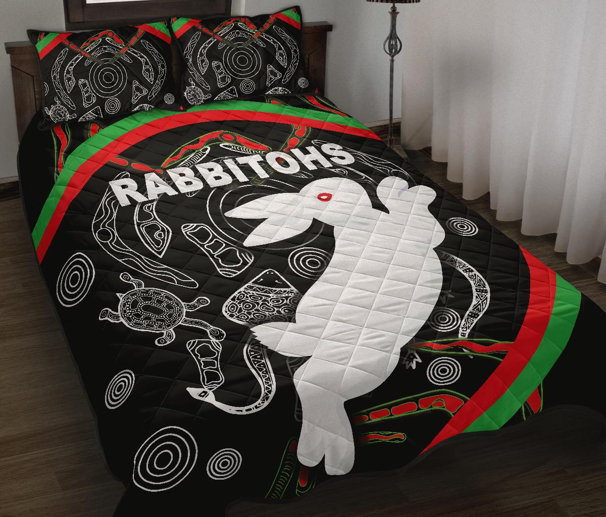 rabbitohs-quilt-bed-set-indigenous-mystery-vibes