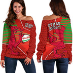 Wales Rugby Off Shoulder Sweater Dragon Special - CYMRU - Vibe Hoodie