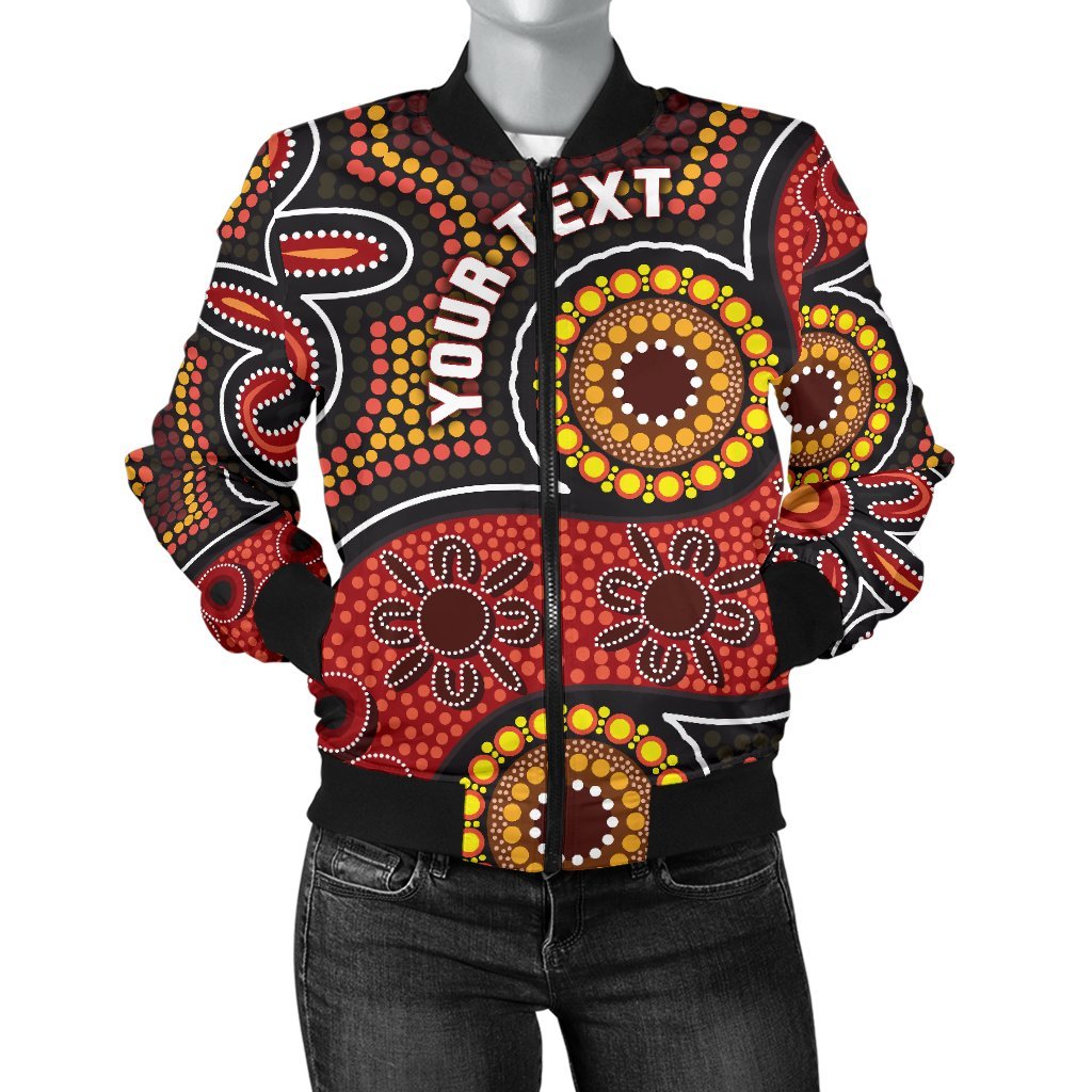 custom-aboriginal-womens-bomber-jacket-indigenous-circle-dot-painting-style-1