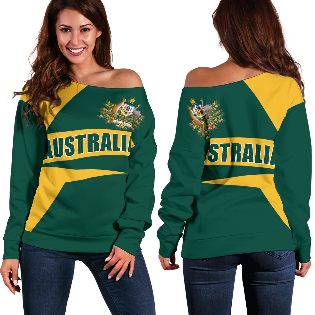 Women's Off Shoulder Sweater - Australian's Pride Ver02 - Vibe Hoodie