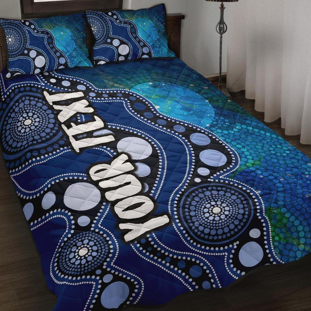 custom-text-aboriginal-quilt-bed-set-australia-indigenous-flag-circle-dot-painting-art-blue