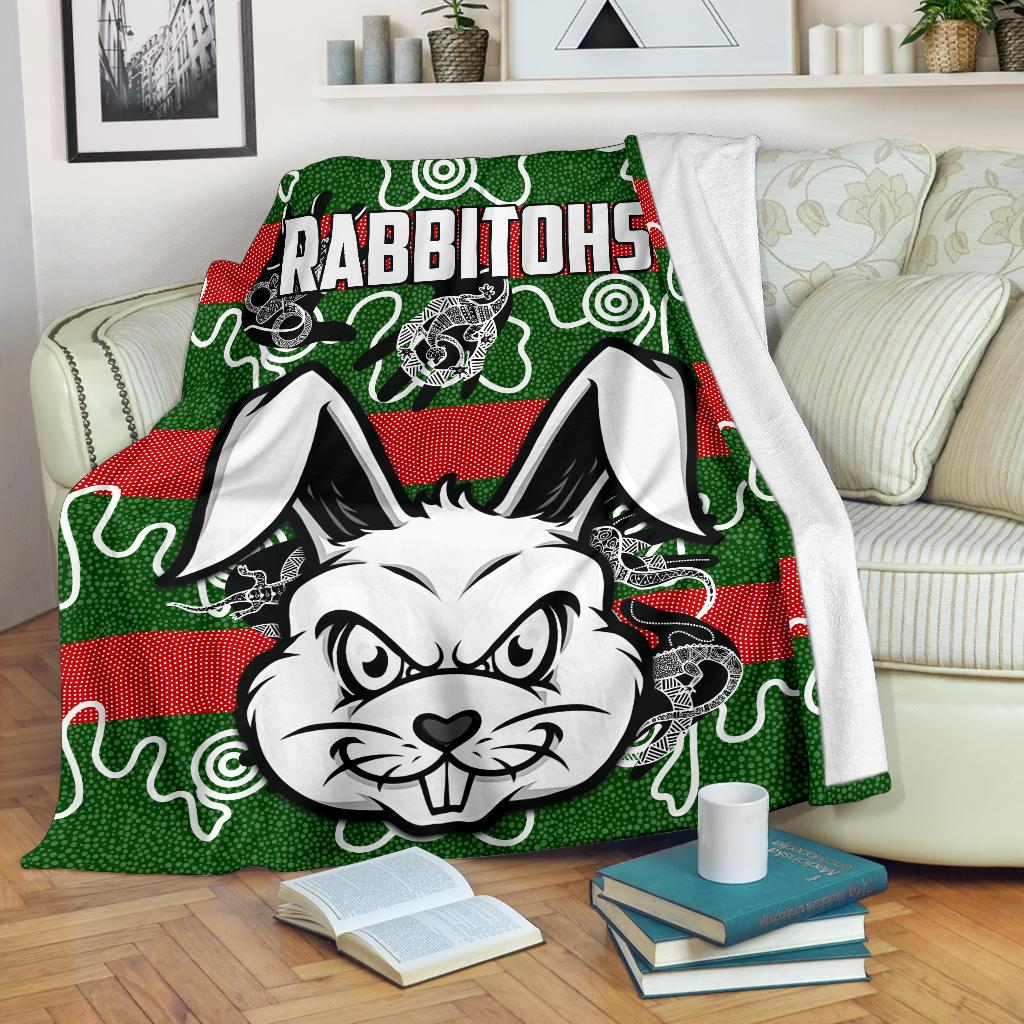 rabbitohs-indigenous-premium-blanket-rabbit-head