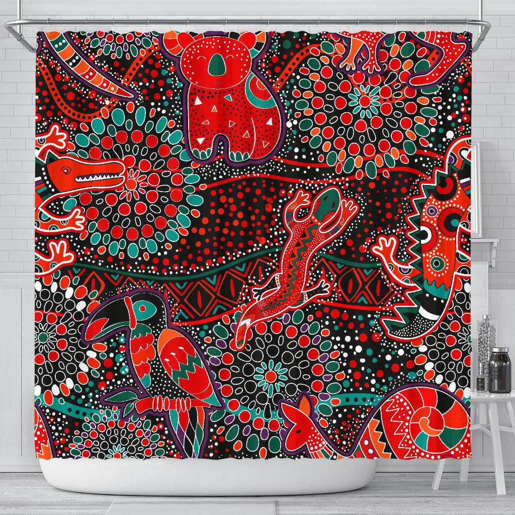 shower-curtains-aboriginal-animal-dot-acrylic-paint