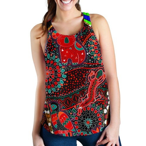 Racerback Tanks- Aboriginal Animal & Dot Acrylic Paint - Vibe Hoodie