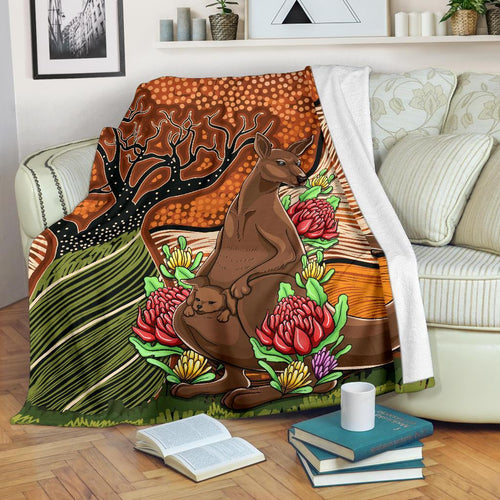 aboriginal-premium-blanket-kangaroo-with-indigenous-tree