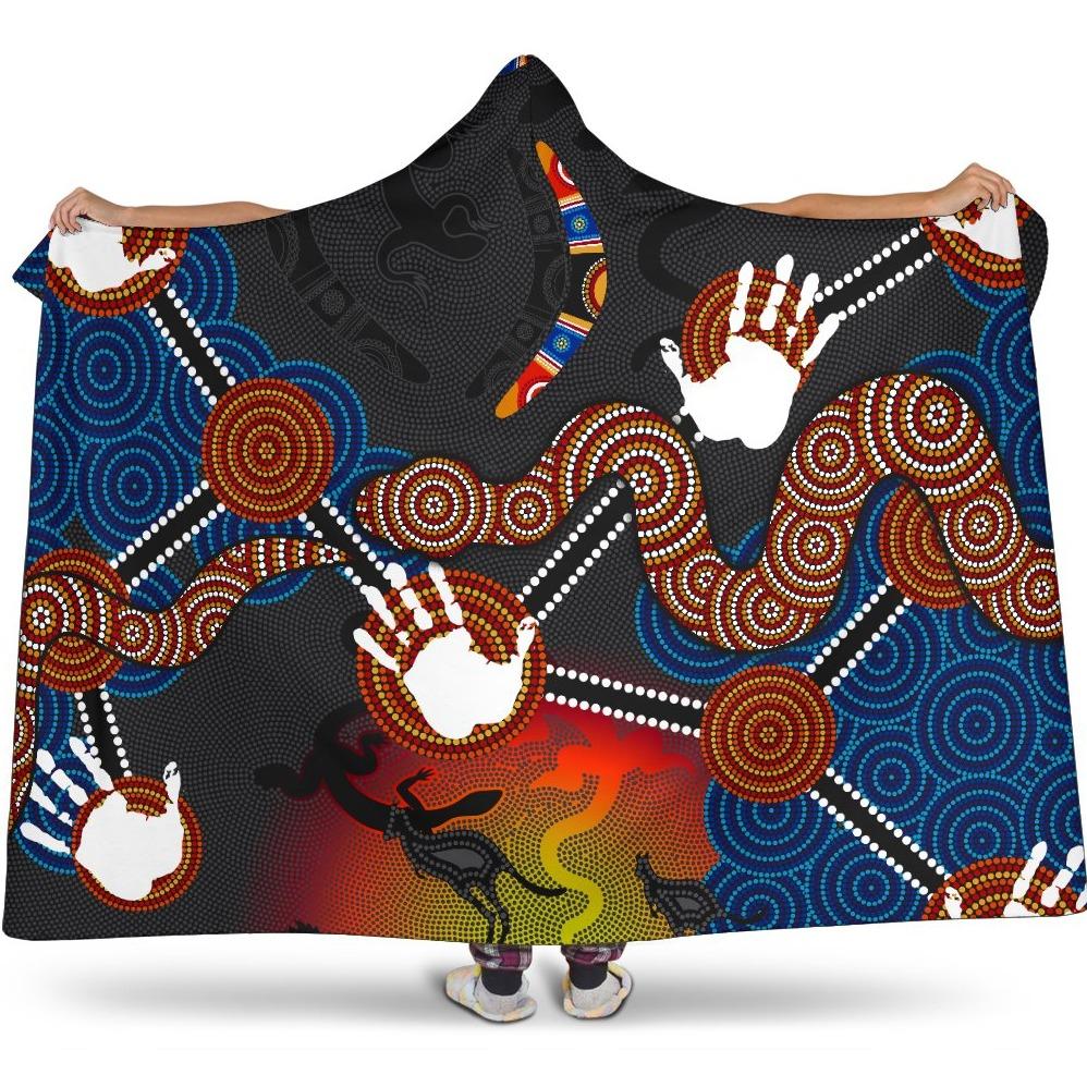 aboriginal-hooded-blanket-australian-boomerang-and-snake-indigenous-art