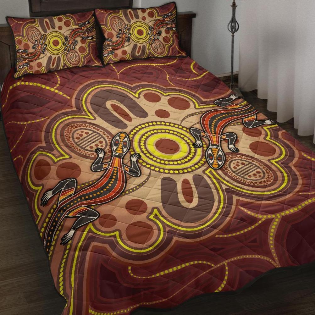 aboriginal-quilt-bed-set-indigenous-lizard-dot-painting-art